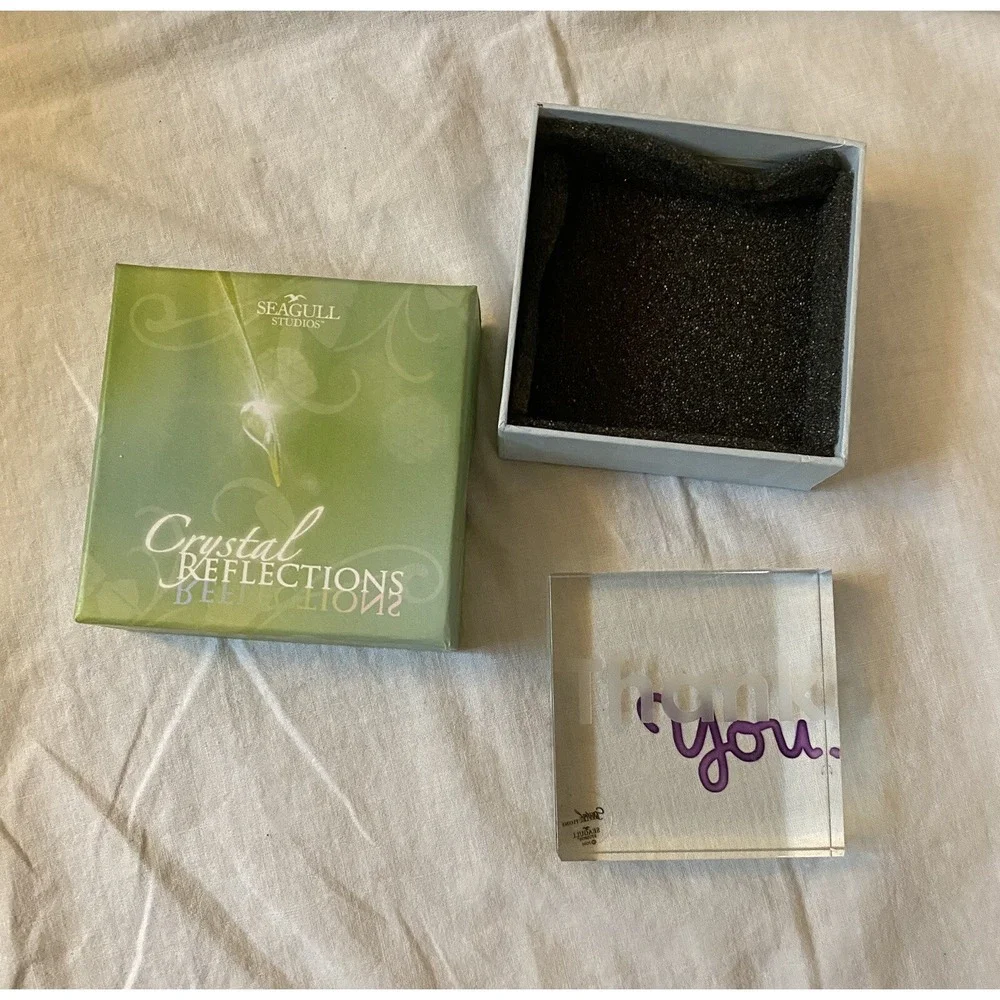 Crystal Reflections Thank You Block Square Perfect Giftable Pre-owned 3x3